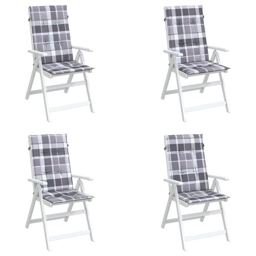 Stolehynder m. høj ryg 4 stk. 120x50x3 cm stof gråternet