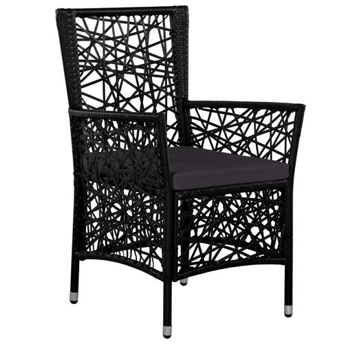 Udendørs spisebordssæt 5 dele polyrattan sort