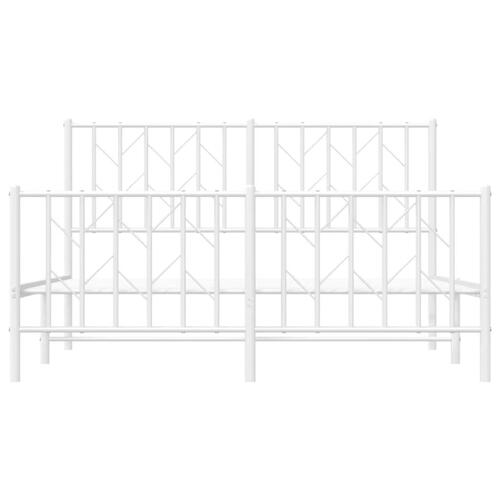 Sengeramme med sengegavl og fodgærde 140x200 cm metal hvid