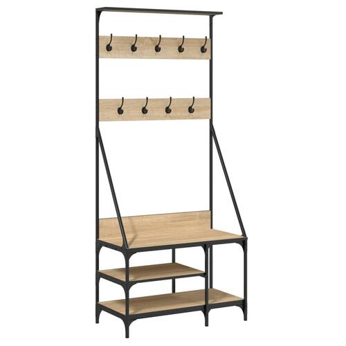 Tøjstativ med skoopbevaring 80x40x184 cm sonoma-eg