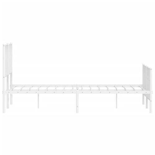 Sengeramme med sengegavl og fodgærde 140x200 cm metal hvid