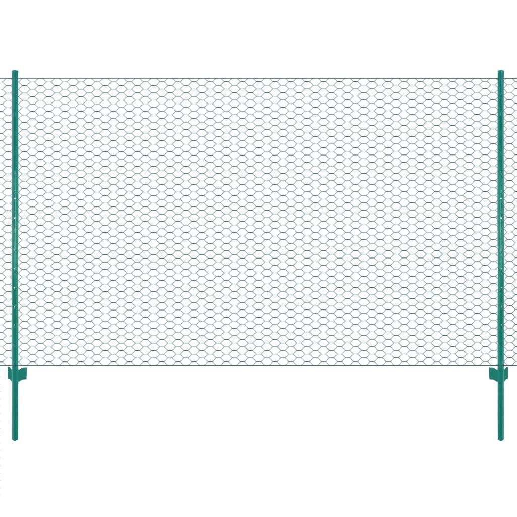 Trådhegn med stolper 25 x 2 m stål grøn