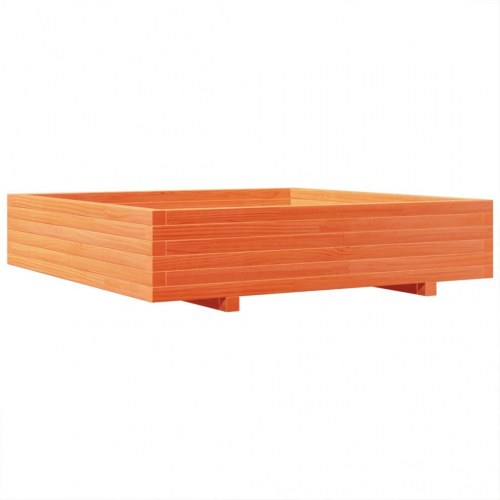 Plantekasse i massivt fyrretræ 110 x 110 x 26,5 cm - gyldenbrun