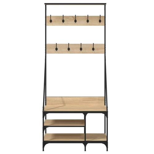 Tøjstativ med skoopbevaring 80x40x184 cm sonoma-eg