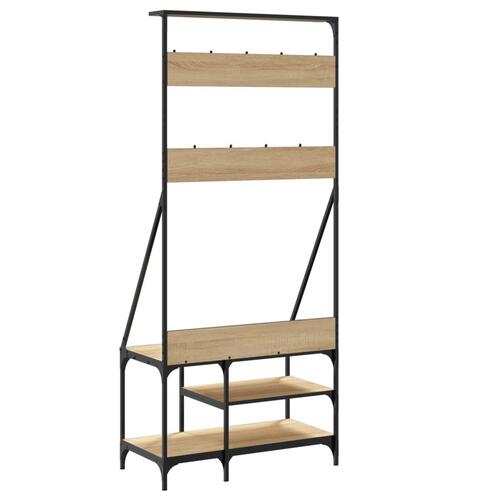Tøjstativ med skoopbevaring 80x40x184 cm sonoma-eg