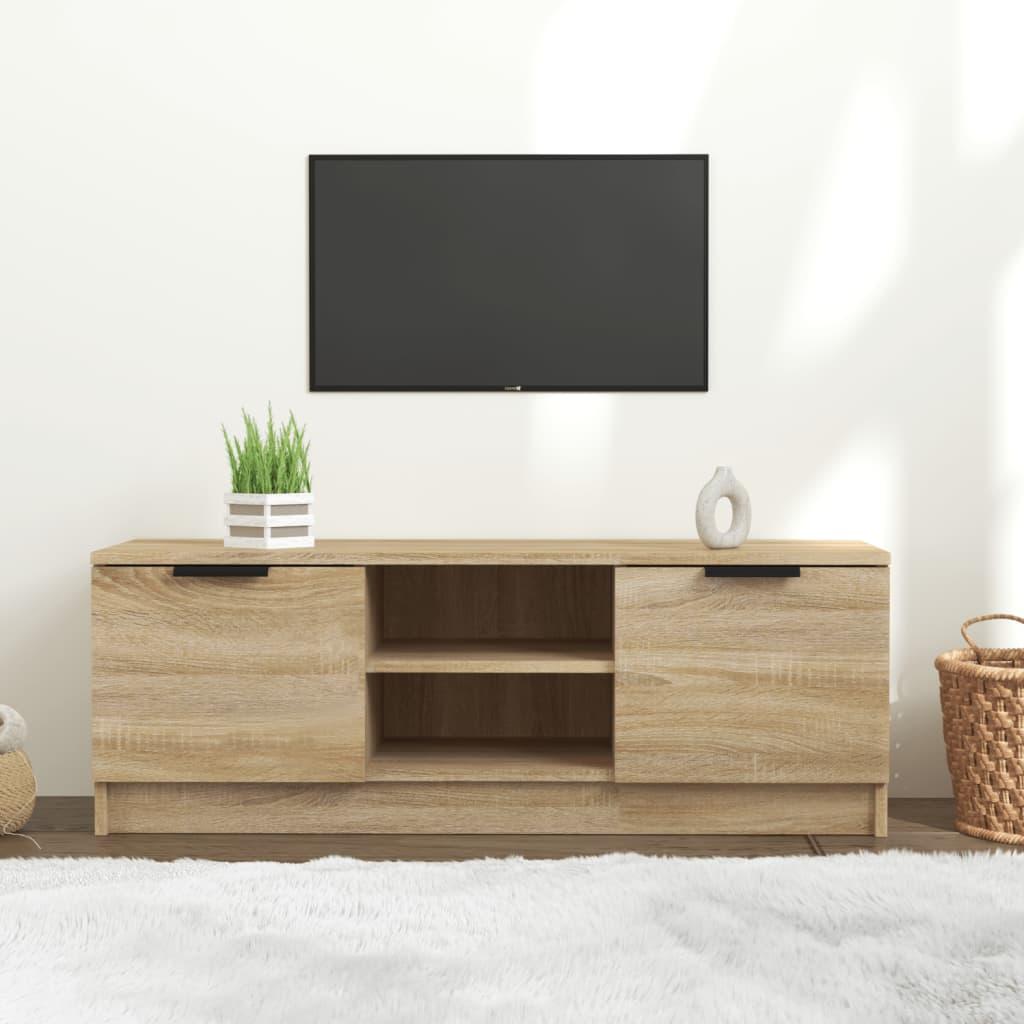 Tv-bord 102x35x36,5 cm konstrueret træ sonoma-eg