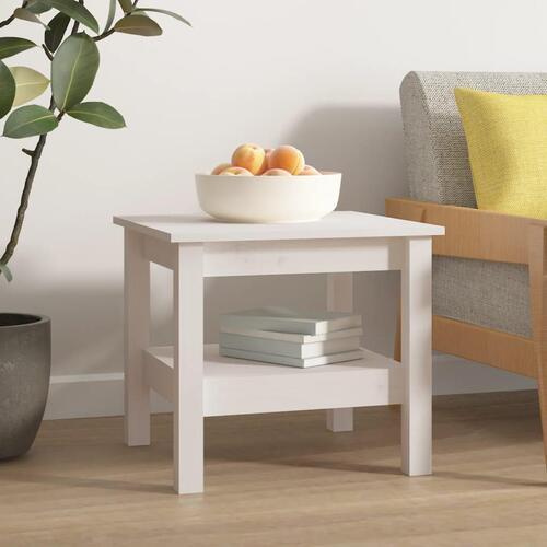 Sofabord 45x45x40 cm massivt fyrretræ hvid