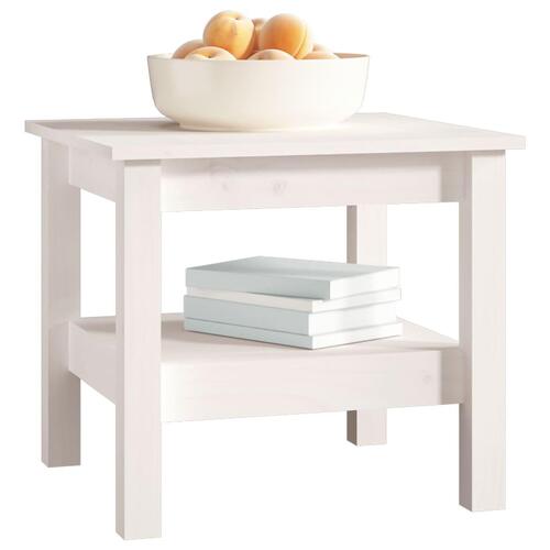Sofabord 45x45x40 cm massivt fyrretræ hvid
