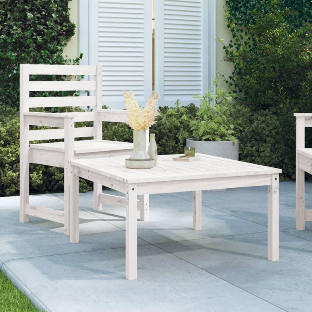 Havebord 82,5x82,5x45 cm massivt fyrretræ hvid