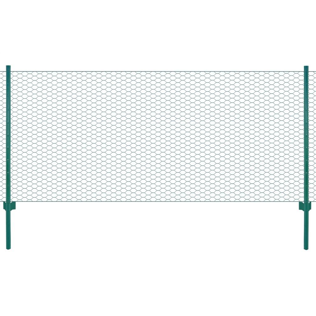 Trådhegn med stolper 25 x 0,5 cm stål grøn