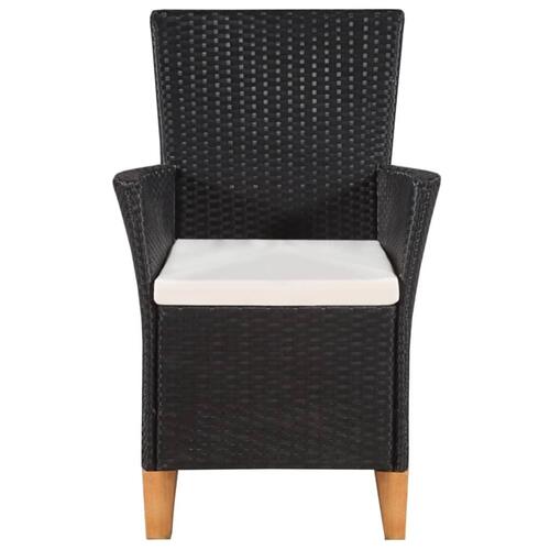 Havestole med hynder 2 stk. polyrattan sort