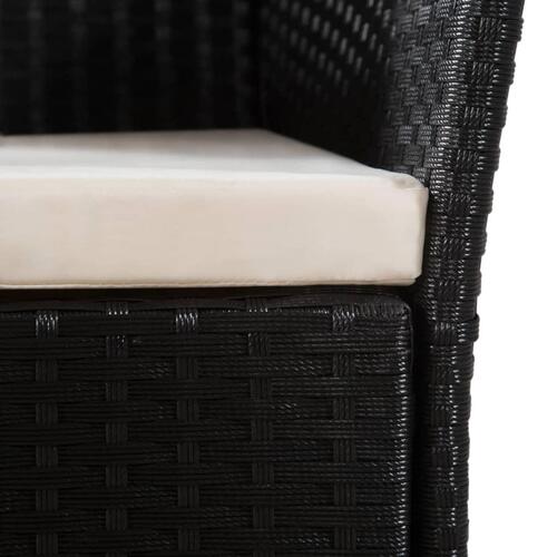Havestole med hynder 2 stk. polyrattan sort