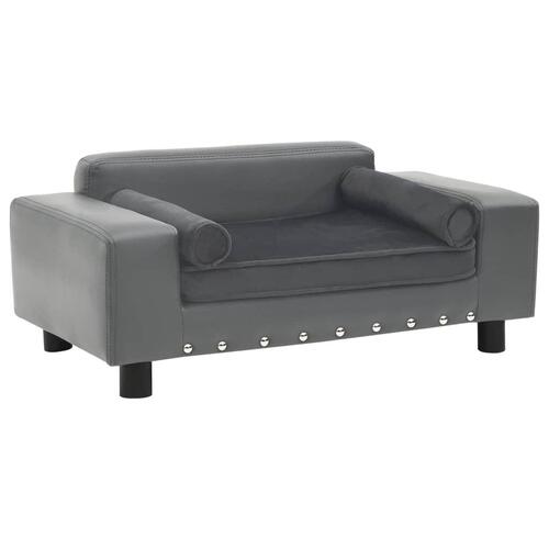 Hundesofa 81x43x31 cm plys og kunstlæder grå