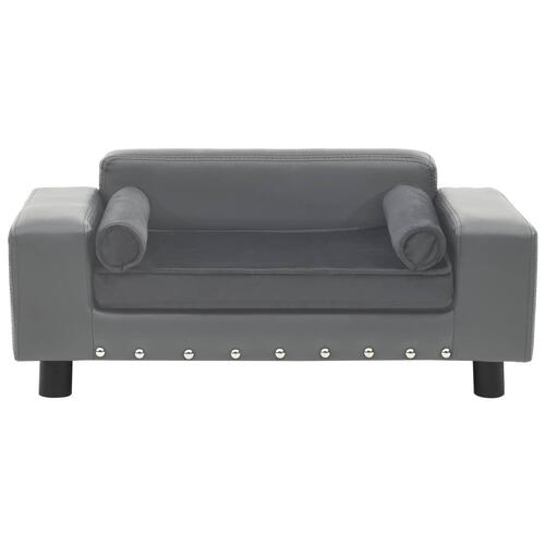 Hundesofa 81x43x31 cm plys og kunstlæder grå