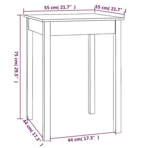Spisebord 55x55x75 cm massivt fyrretræ hvid