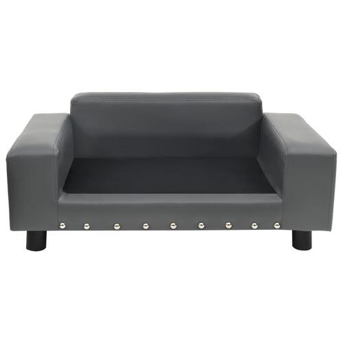 Hundesofa 81x43x31 cm plys og kunstlæder grå
