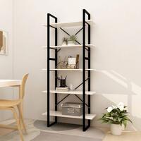 Bogreol med 5 hylder 80x30x175 cm massivt fyrretræ hvid