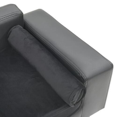 Hundesofa 81x43x31 cm plys og kunstlæder grå