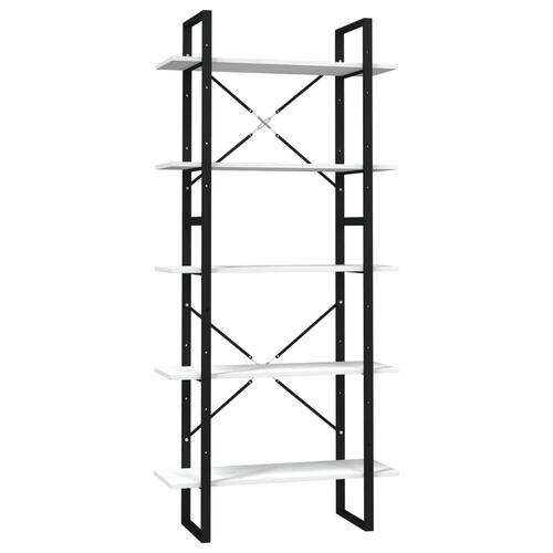 Bogreol med 5 hylder 80x30x175 cm massivt fyrretræ hvid