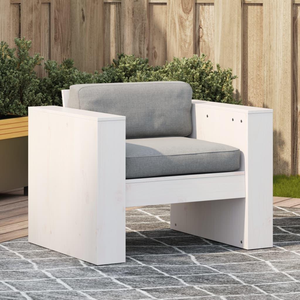 Sofastol til haven 70x60x62 cm massivt fyrretræ hvid