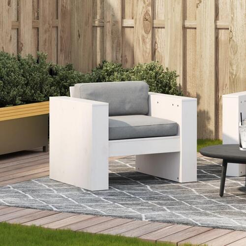 Sofastol til haven 70x60x62 cm massivt fyrretræ hvid