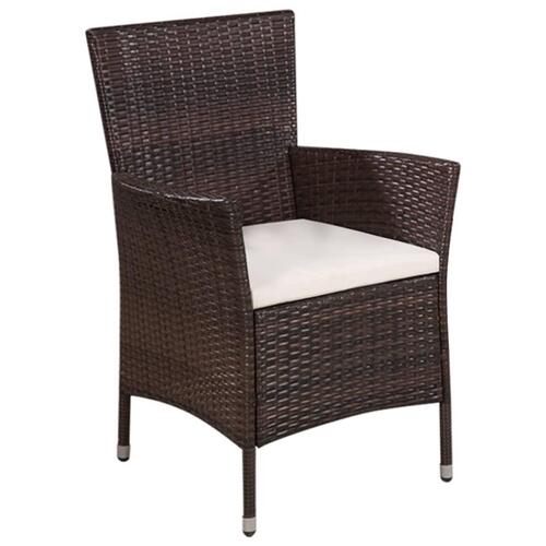 Havestol og skammel med hynde polyrattan brun