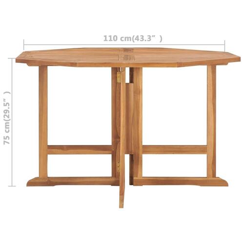 Foldbart havebord 110x110x75 cm massivt teaktræ