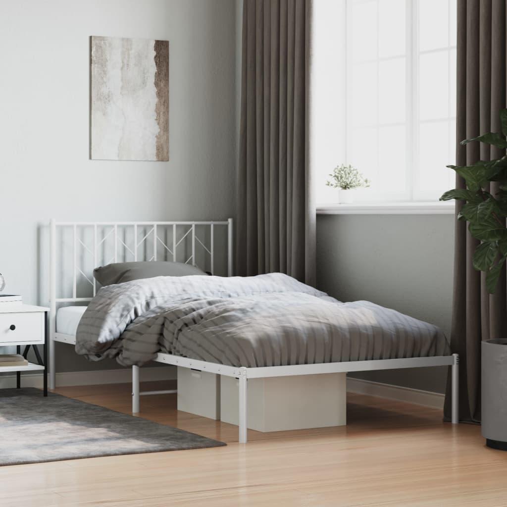 Sengeramme med sengegavl 107x203 cm metal hvid