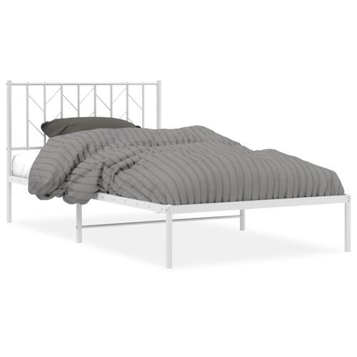 Sengeramme med sengegavl 107x203 cm metal hvid