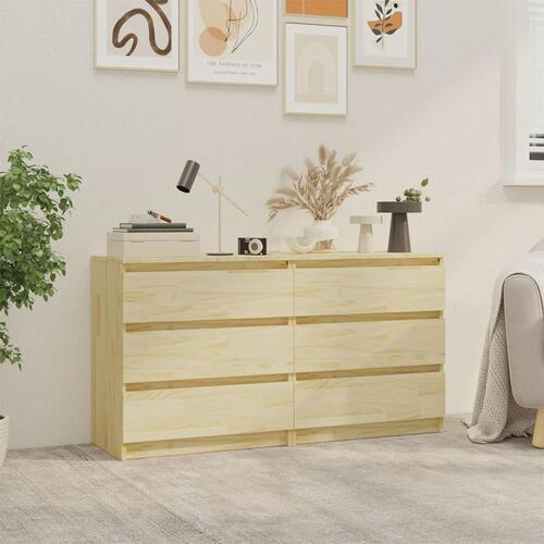 Sengeborde 2 stk. 60x36x64 cm massivt fyrretræ