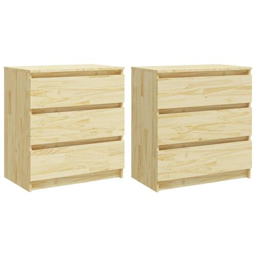 Sengeborde 2 stk. 60x36x64 cm massivt fyrretræ