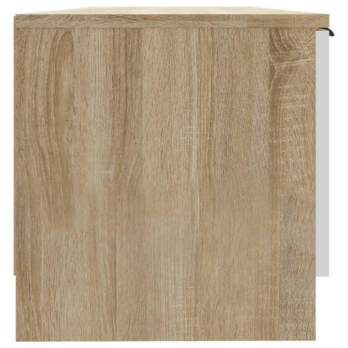 Tv-bord 102x35x36,5 cm konstrueret træ hvid og egetræsfarvet