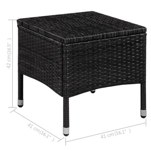 Havestol og skammel med hynde polyrattan sort