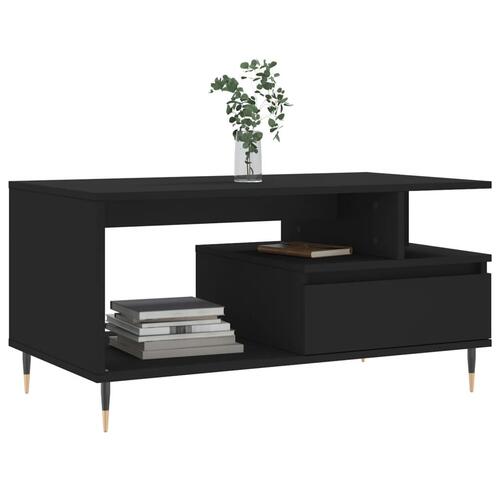 Sofabord 90x49x45 cm konstrueret træ sort