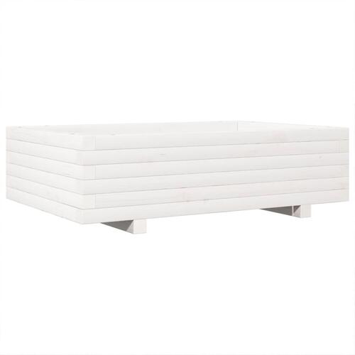 Plantekasse 90x60x26,5 cm massivt fyrretræ hvid