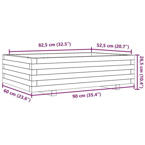 Plantekasse 90x60x26,5 cm massivt fyrretræ hvid