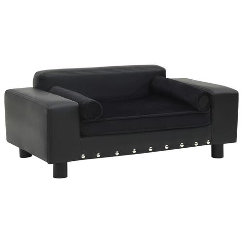 Hundesofa 81x43x31 cm plys og kunstlæder sort