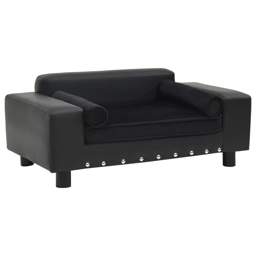 Hundesofa 81x43x31 cm plys og kunstlæder sort