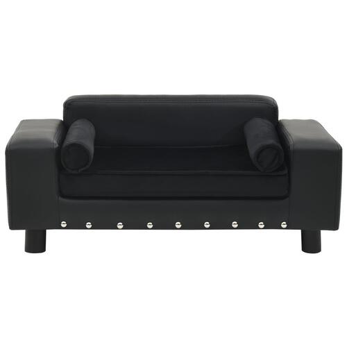 Hundesofa 81x43x31 cm plys og kunstlæder sort