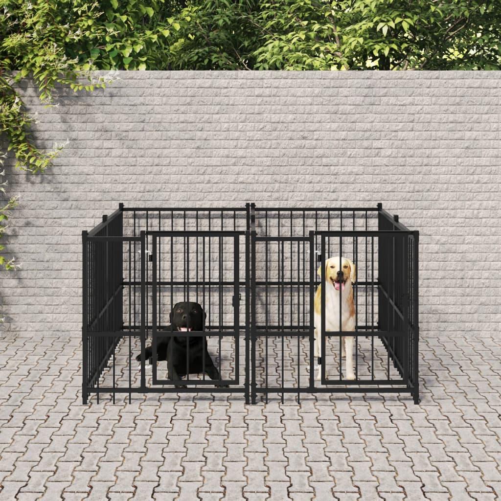 Udendørs hundegård 3,75 m² stål