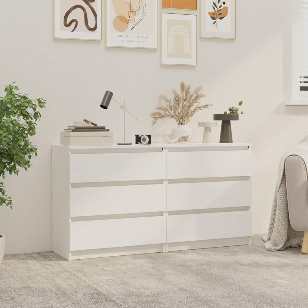 Sengeskabe 2 stk. 60x36x64 cm massivt fyrretræ hvid