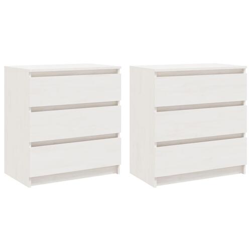 Sengeskabe 2 stk. 60x36x64 cm massivt fyrretræ hvid