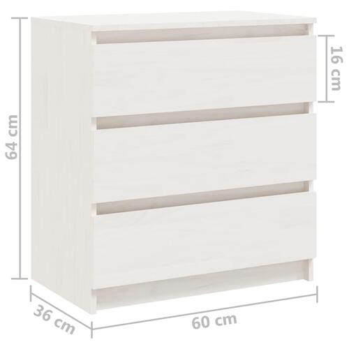 Sengeskabe 2 stk. 60x36x64 cm massivt fyrretræ hvid