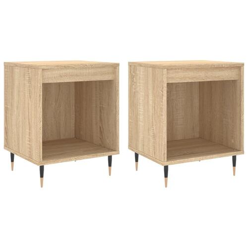 Sengeborde 2 stk. 40x35x50 cm konstrueret træ sonoma-eg