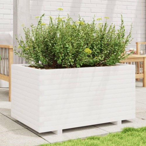 Plantekasse 90x60x49,5 cm massivt fyrretræ hvid