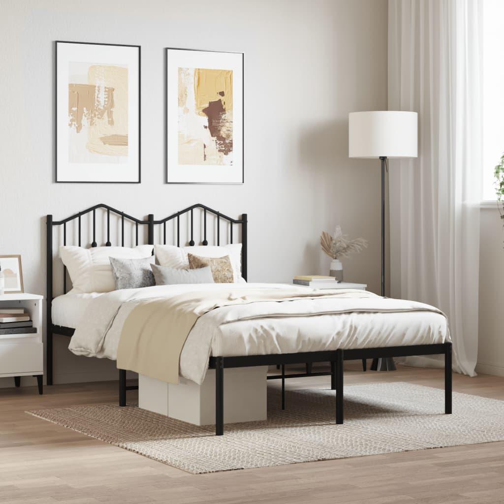 Sengeramme med sengegavl 120x190 cm metal sort billede