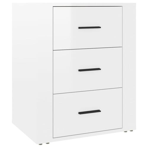 Sengeskab 50x36x60 cm konstrueret træ hvid højglans