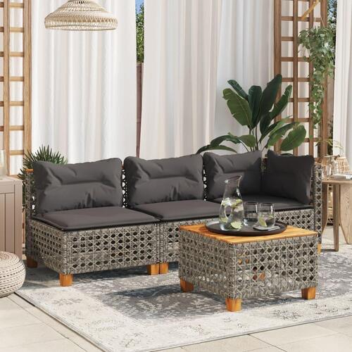 Hjørnemodul til havesofa med hynder polyrattan grå