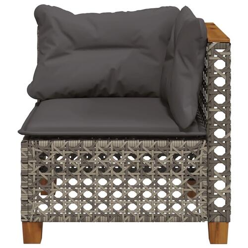 Hjørnemodul til havesofa med hynder polyrattan grå