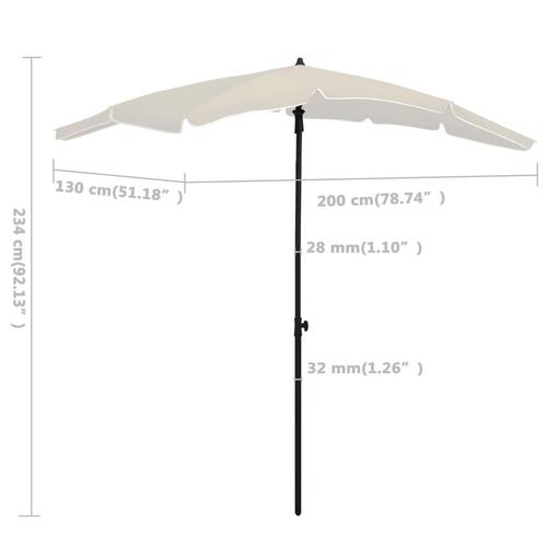 Parasol med stang 200x130 cm sandfarvet
